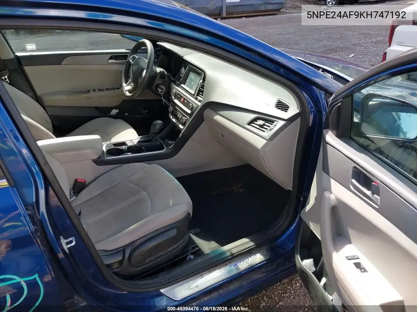 2019 Hyundai Sonata Se VIN: 5NPE24AF9KH747192 Lot: 45394470
