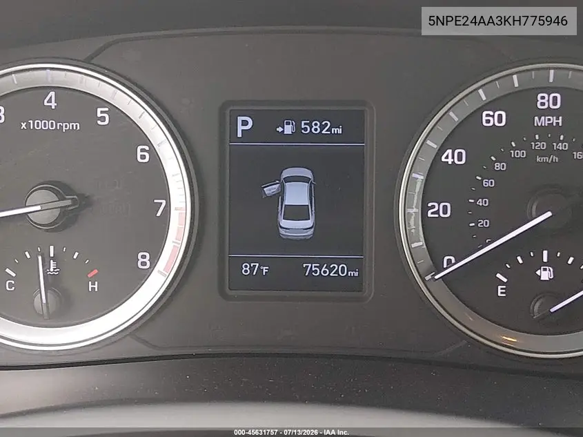 2019 Hyundai Sonata Eco VIN: 5NPE24AA3KH775946 Lot: 45631757