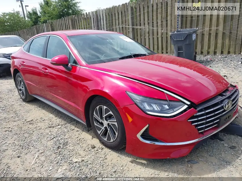 2021 Hyundai Sonata Blue VIN: KMHL24JJ0MA020671 Lot: 45669569