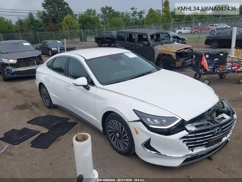 2022 Hyundai Sonata Hybrid Sel VIN: KMHL34JJ6NA047436 Lot: 45685454
