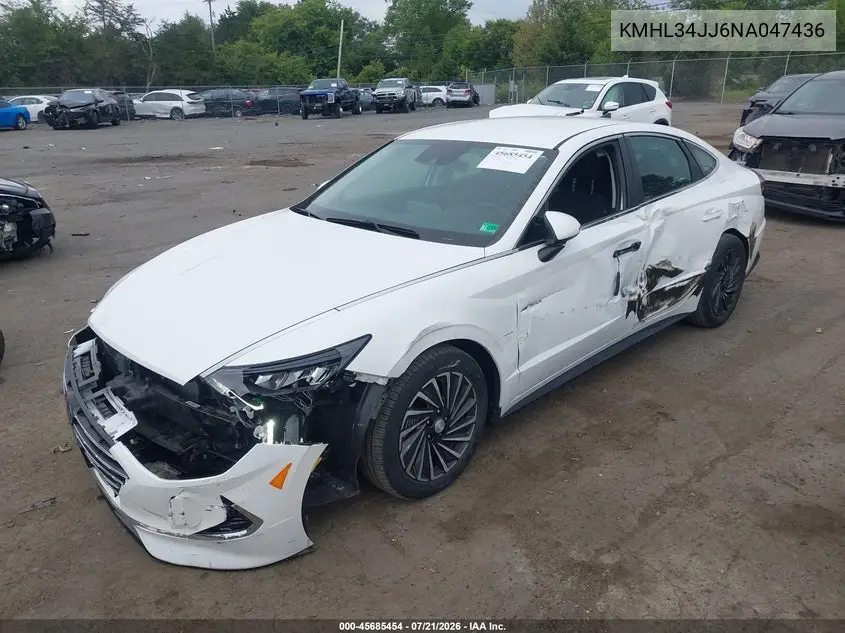 2022 Hyundai Sonata Hybrid Sel VIN: KMHL34JJ6NA047436 Lot: 45685454