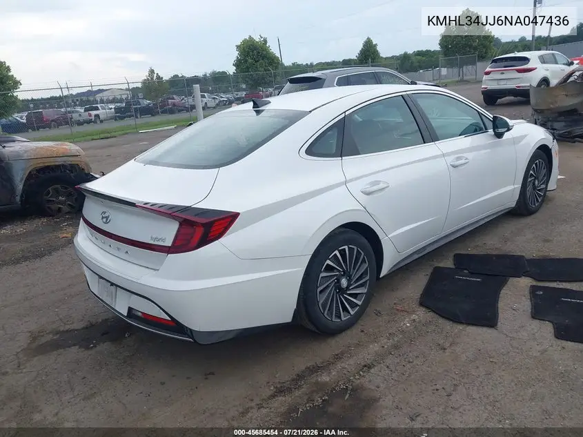 2022 Hyundai Sonata Hybrid Sel VIN: KMHL34JJ6NA047436 Lot: 45685454