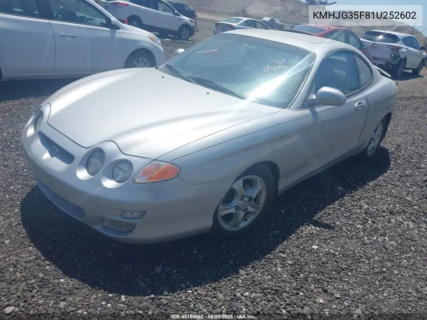 2001 Hyundai Tiburon Base Pkg 1 2 VIN: KMHJG35F81U252602 Lot: 45154680