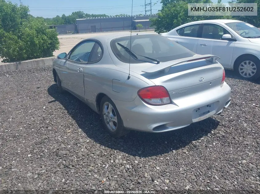 2001 Hyundai Tiburon Base Pkg 1 2 VIN: KMHJG35F81U252602 Lot: 45154680