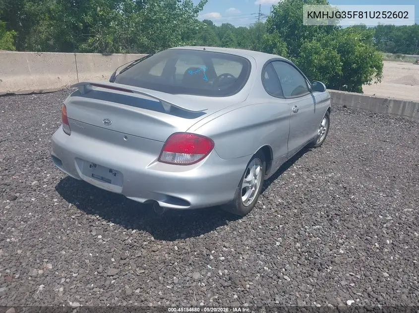 2001 Hyundai Tiburon Base Pkg 1 2 VIN: KMHJG35F81U252602 Lot: 45154680