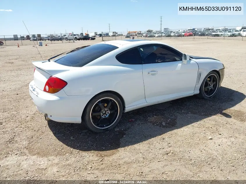 2003 Hyundai Tiburon VIN: KMHHM65D33U091120 Lot: 44927858