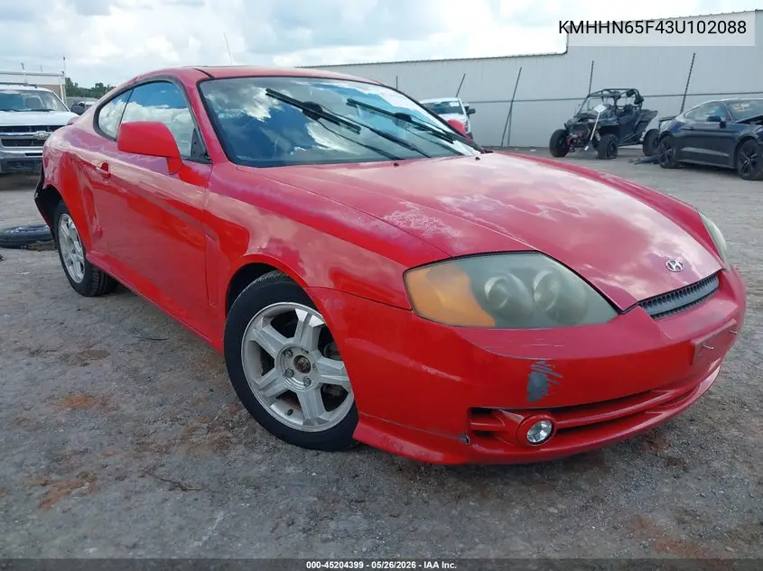 2003 Hyundai Tiburon Gt V6 VIN: KMHHN65F43U102088 Lot: 45204399