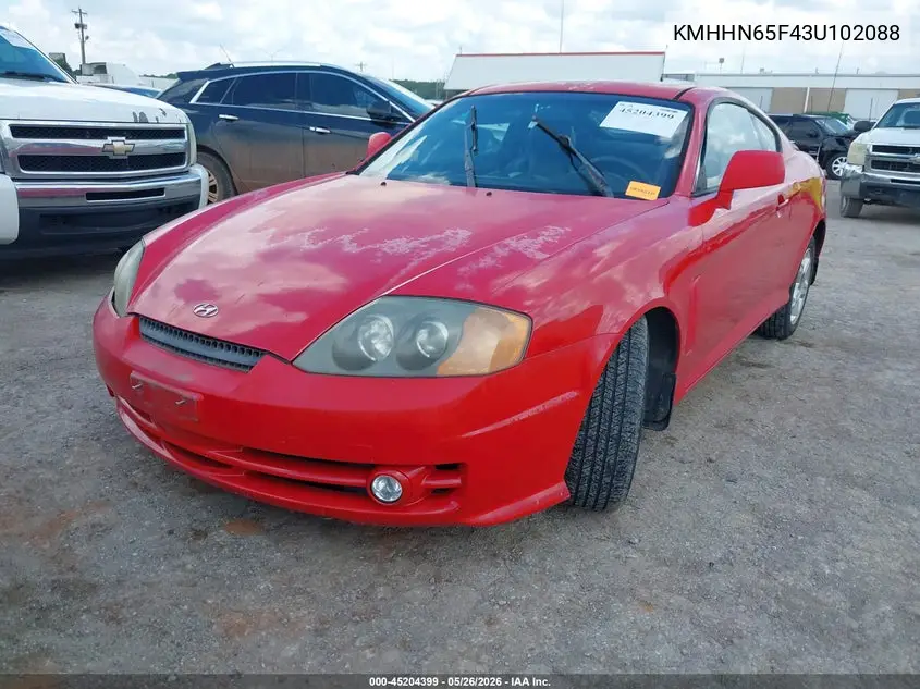 2003 Hyundai Tiburon Gt V6 VIN: KMHHN65F43U102088 Lot: 45204399