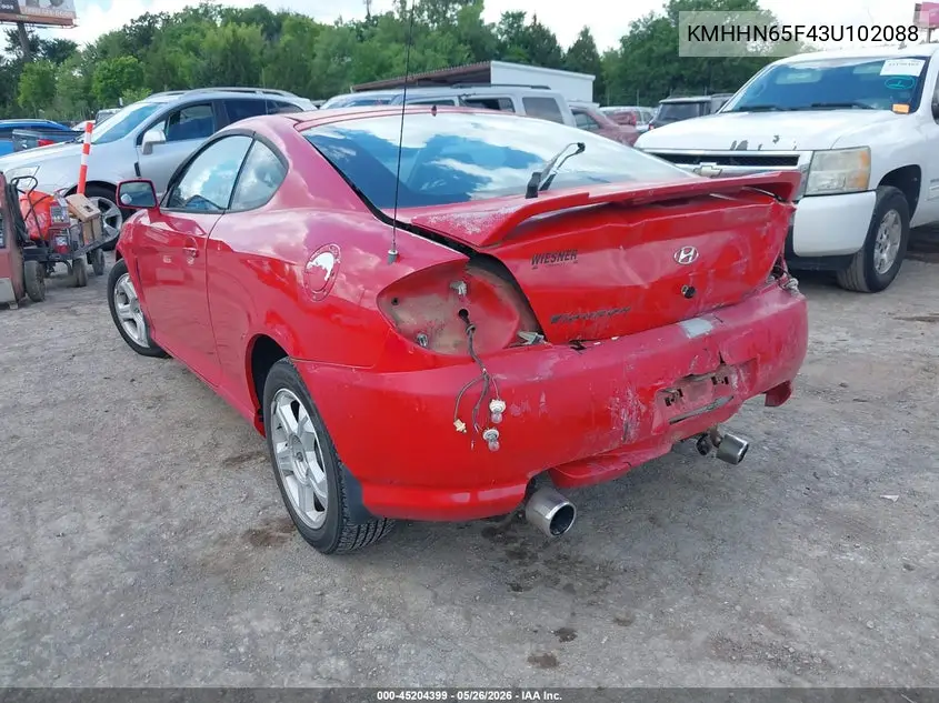 2003 Hyundai Tiburon Gt V6 VIN: KMHHN65F43U102088 Lot: 45204399