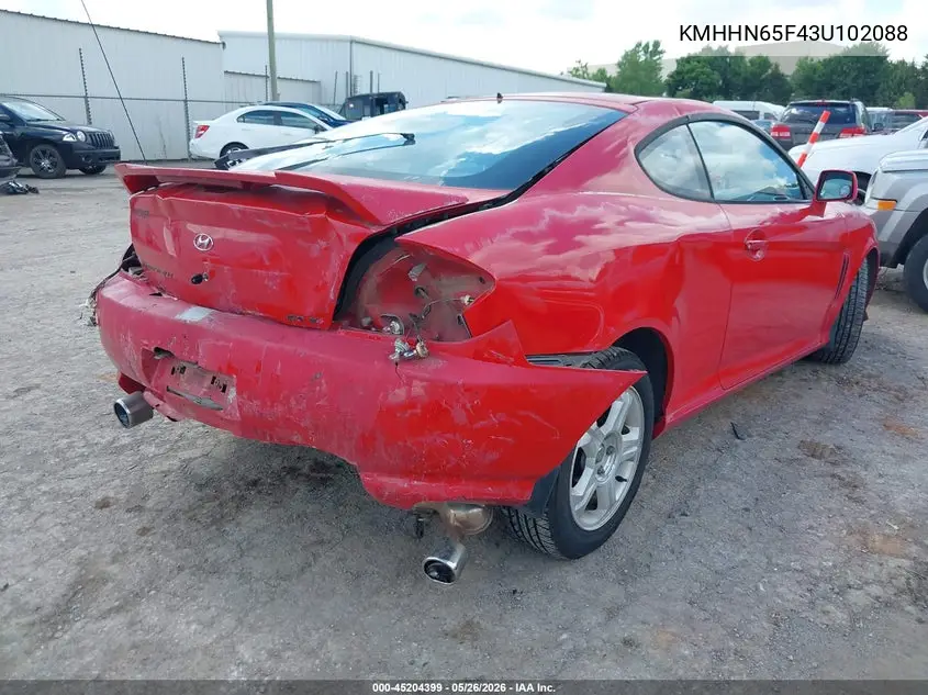 2003 Hyundai Tiburon Gt V6 VIN: KMHHN65F43U102088 Lot: 45204399