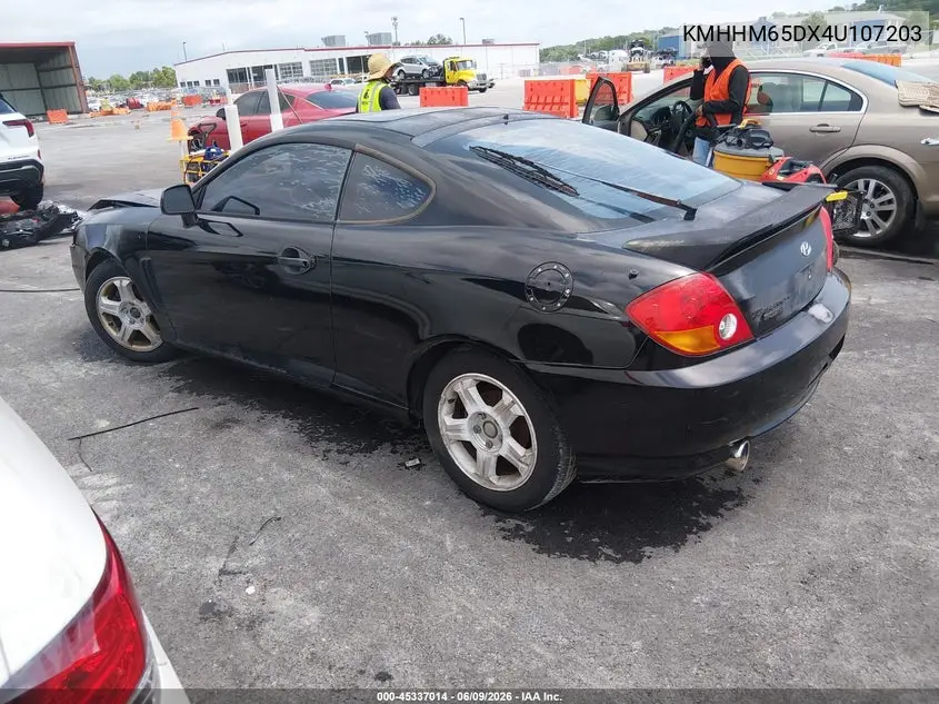 2004 Hyundai Tiburon VIN: KMHHM65DX4U107203 Lot: 45337014