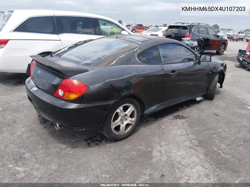 2004 Hyundai Tiburon VIN: KMHHM65DX4U107203 Lot: 45337014