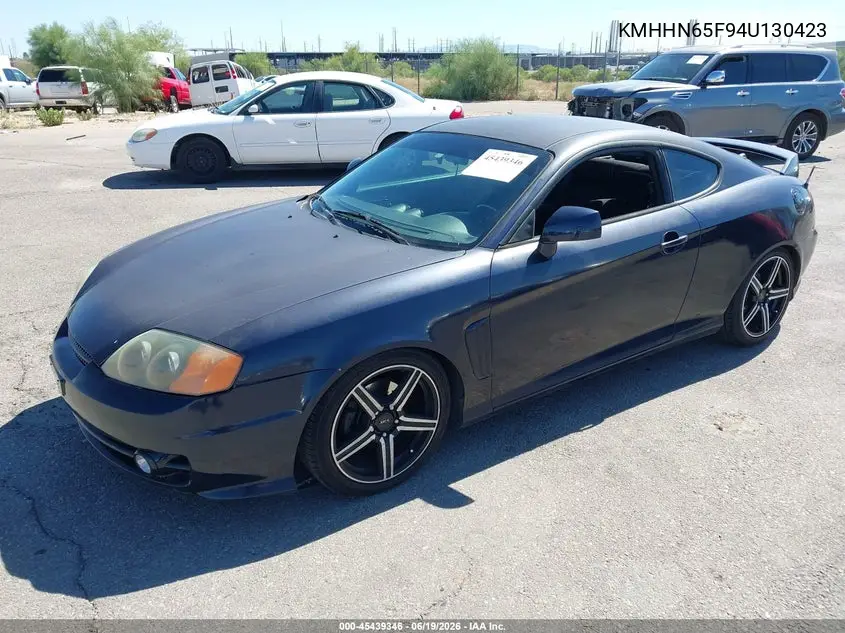 2004 Hyundai Tiburon Gt V6/Gt V6 Special Edition VIN: KMHHN65F94U130423 Lot: 45439346