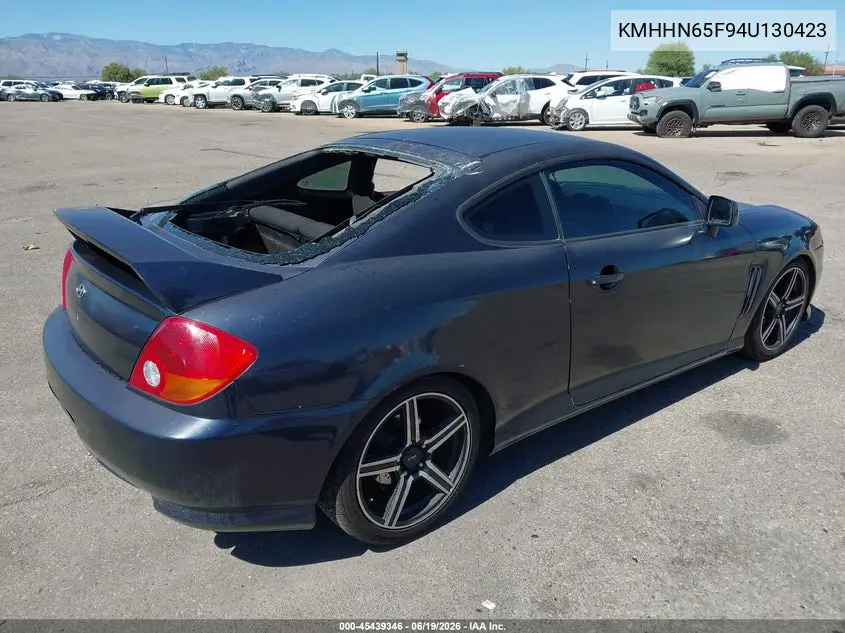 2004 Hyundai Tiburon Gt V6/Gt V6 Special Edition VIN: KMHHN65F94U130423 Lot: 45439346