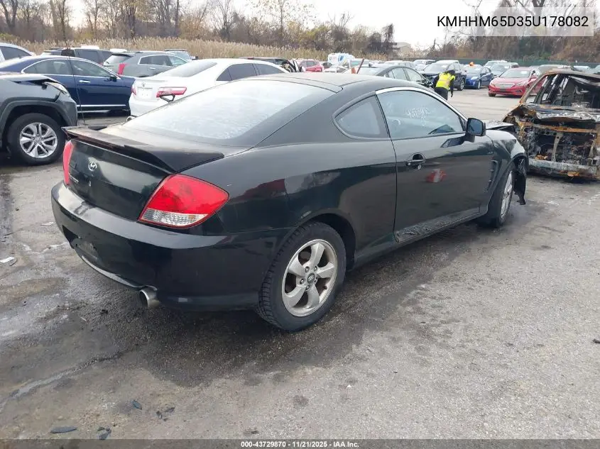 2005 Hyundai Tiburon Gs VIN: KMHHM65D35U178082 Lot: 43729870