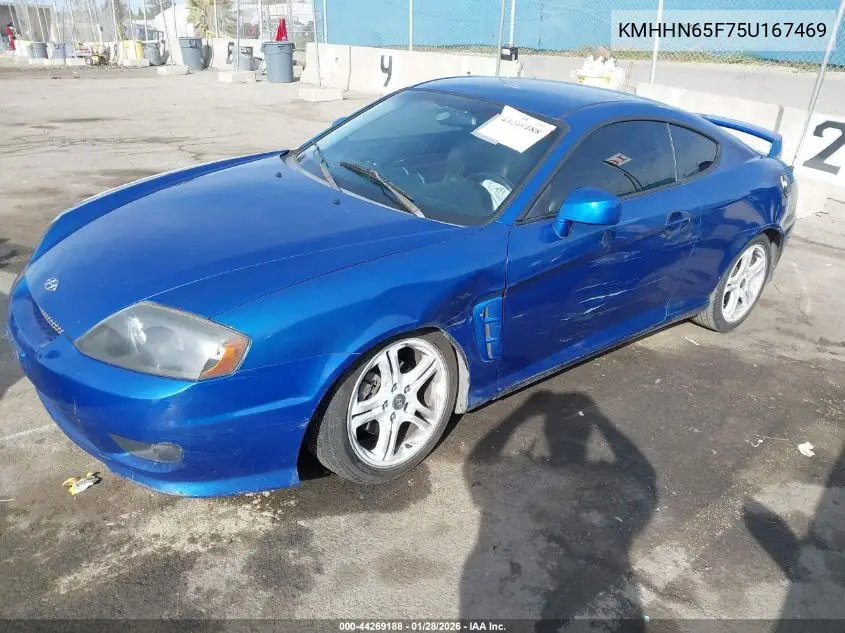 2005 Hyundai Tiburon Gt/Se VIN: KMHHN65F75U167469 Lot: 44269188