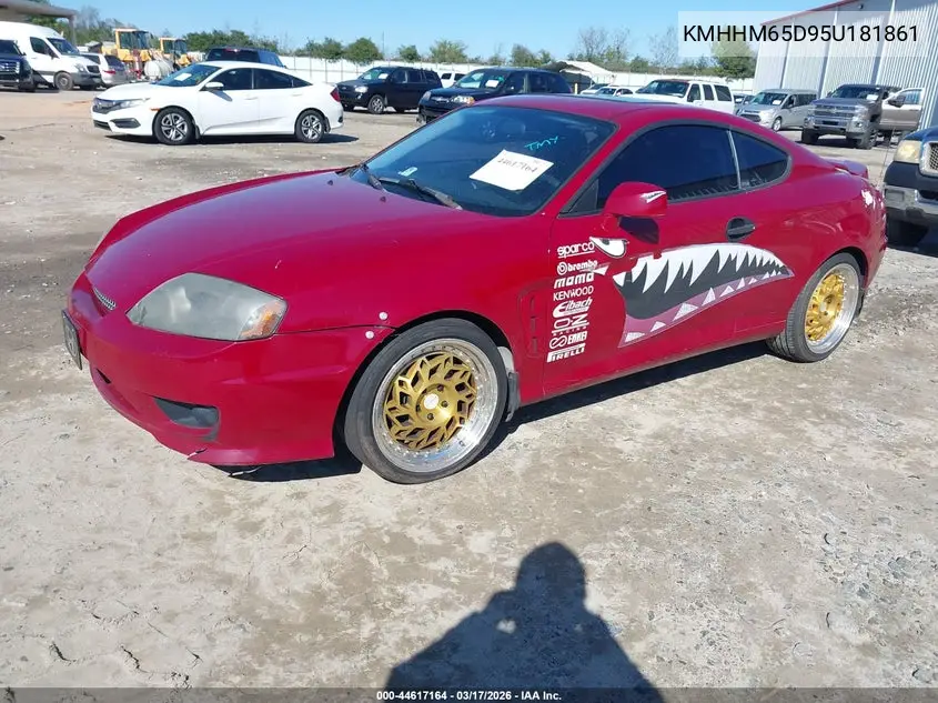 2005 Hyundai Tiburon Gs VIN: KMHHM65D95U181861 Lot: 44617164