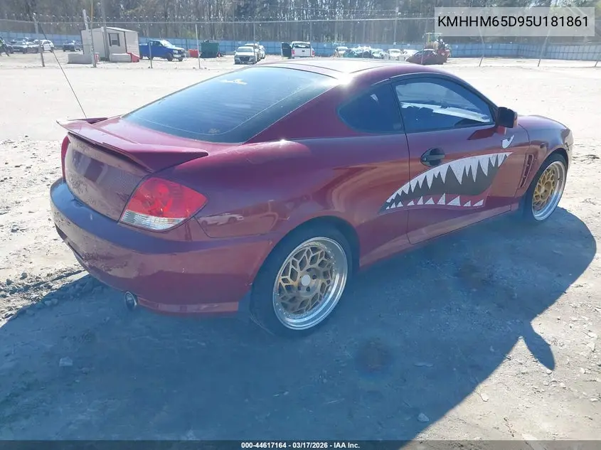 2005 Hyundai Tiburon Gs VIN: KMHHM65D95U181861 Lot: 44617164