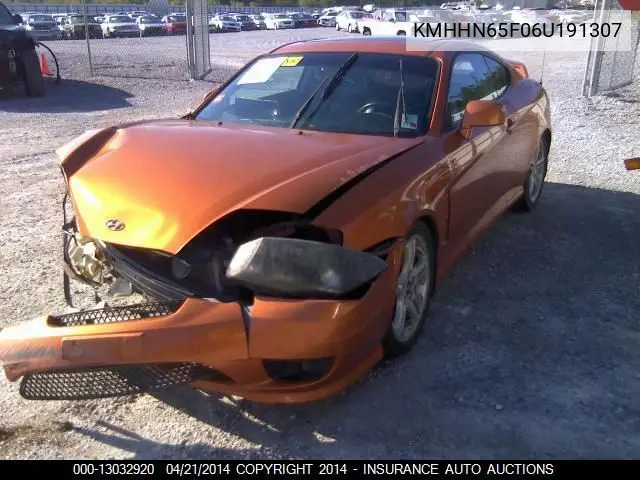 2006 Hyundai Tiburon Gt/Se/Gt Ltd VIN: KMHHN65F06U191307 Lot: 13032920