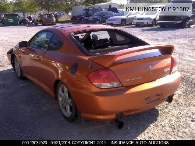 2006 Hyundai Tiburon Gt/Se/Gt Ltd VIN: KMHHN65F06U191307 Lot: 13032920