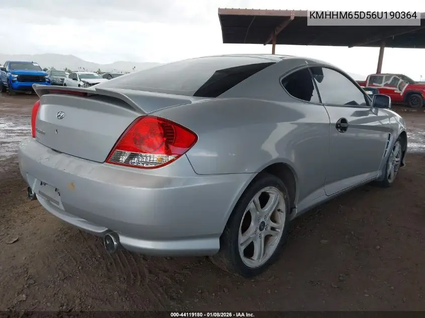 2006 Hyundai Tiburon Gs VIN: KMHHM65D56U190364 Lot: 44119180