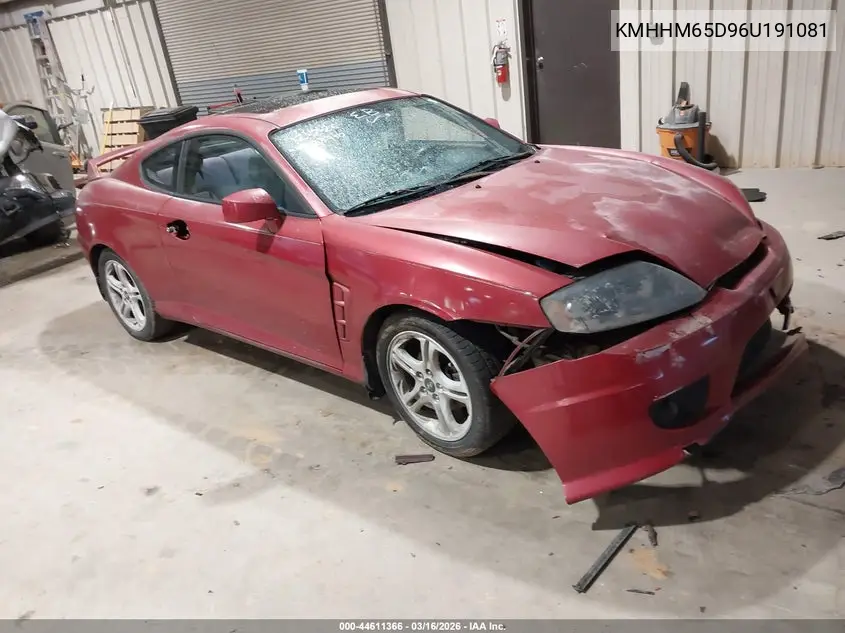 2006 Hyundai Tiburon Gs VIN: KMHHM65D96U191081 Lot: 44611366