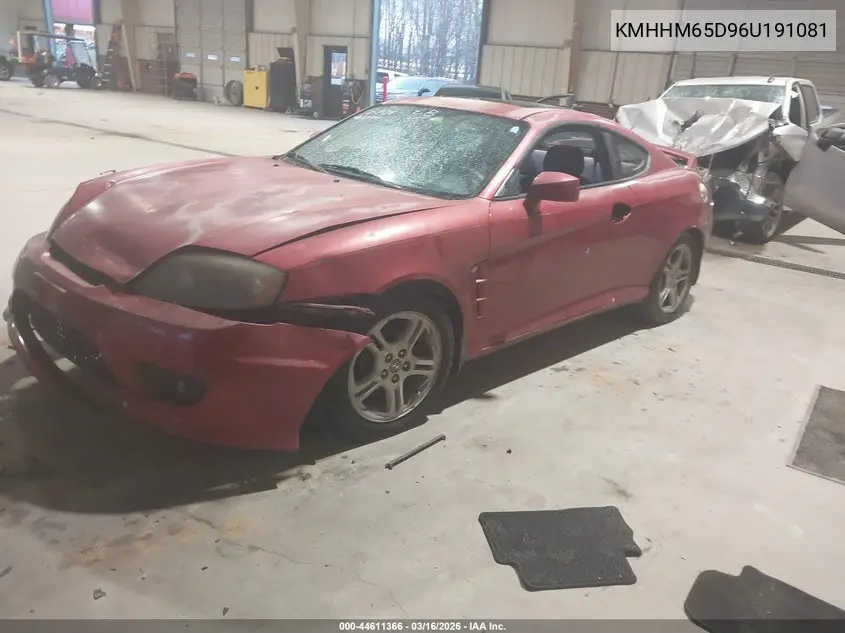 2006 Hyundai Tiburon Gs VIN: KMHHM65D96U191081 Lot: 44611366