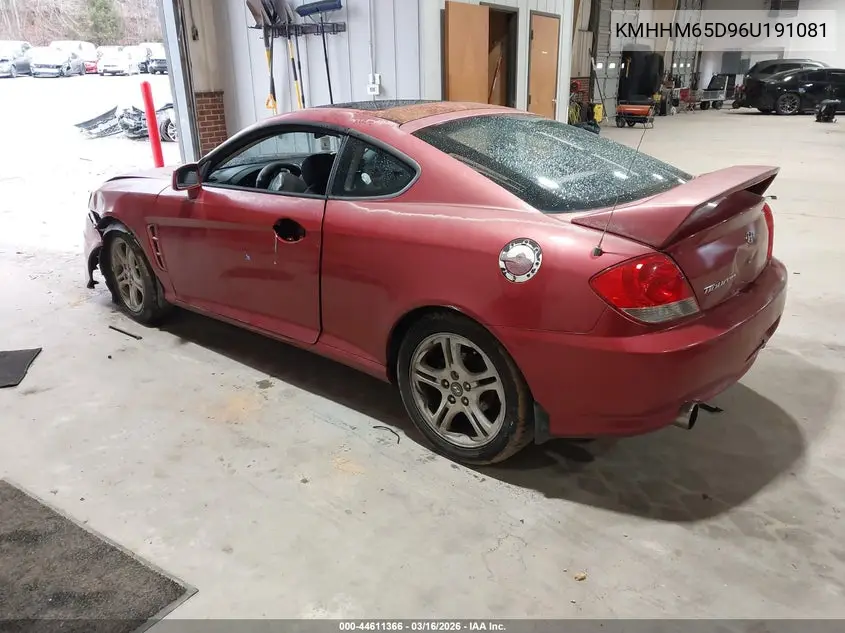 2006 Hyundai Tiburon Gs VIN: KMHHM65D96U191081 Lot: 44611366