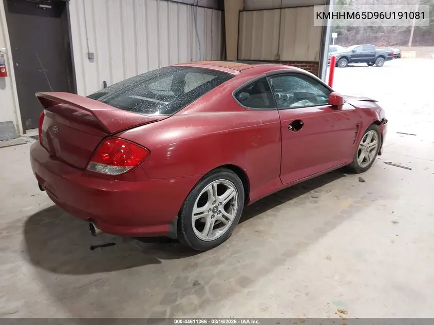 2006 Hyundai Tiburon Gs VIN: KMHHM65D96U191081 Lot: 44611366