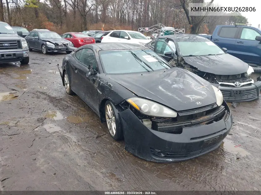 2008 Hyundai Tiburon Gt/Gt Limited/Se VIN: KMHHN66FX8U262806 Lot: 44666285