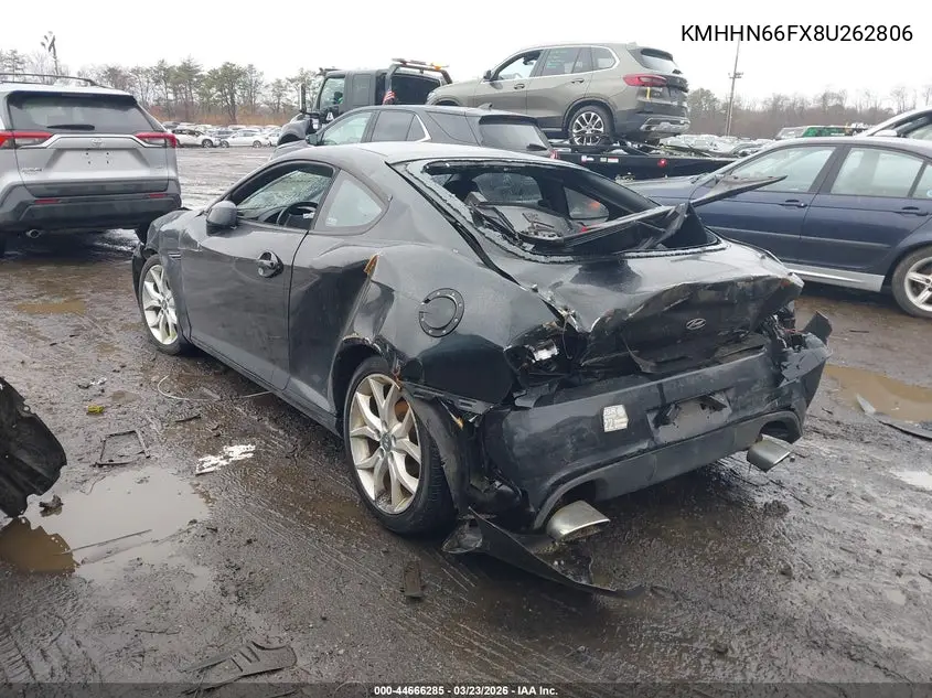 2008 Hyundai Tiburon Gt/Gt Limited/Se VIN: KMHHN66FX8U262806 Lot: 44666285