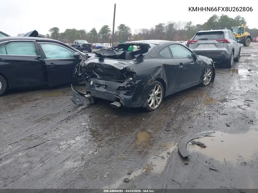2008 Hyundai Tiburon Gt/Gt Limited/Se VIN: KMHHN66FX8U262806 Lot: 44666285