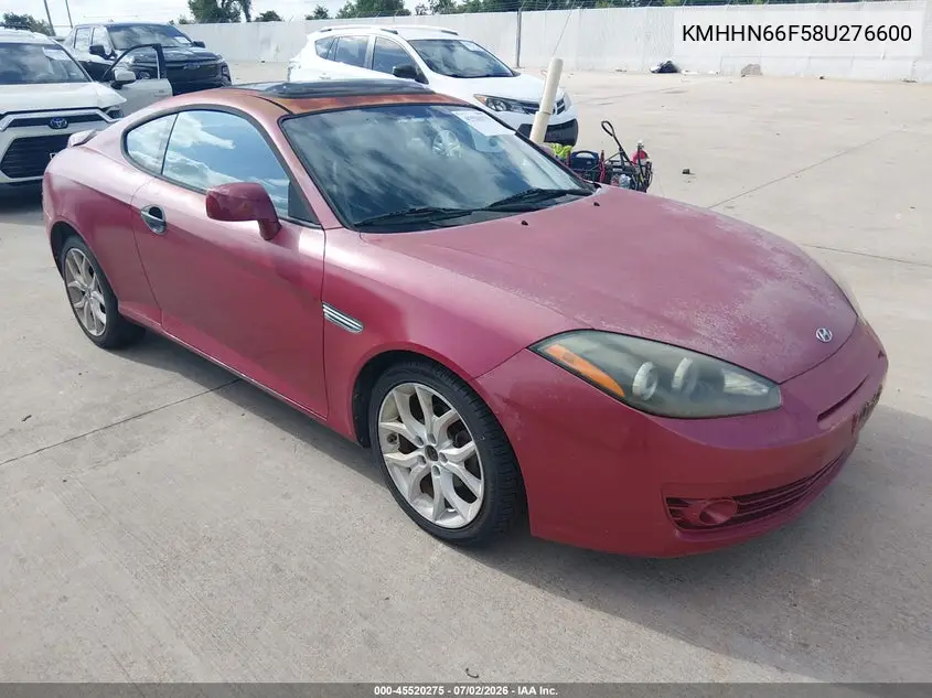 2008 Hyundai Tiburon Gt/Gt Limited/Se VIN: KMHHN66F58U276600 Lot: 45520275