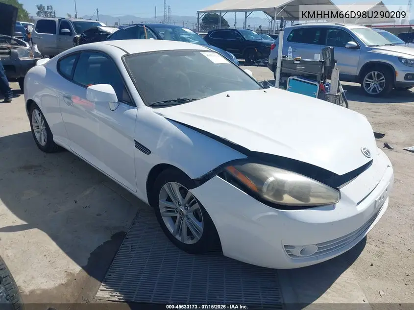 2008 Hyundai Tiburon Gs VIN: KMHHM66D98U290209 Lot: 45633173