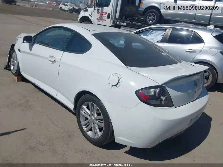 2008 Hyundai Tiburon Gs VIN: KMHHM66D98U290209 Lot: 45633173