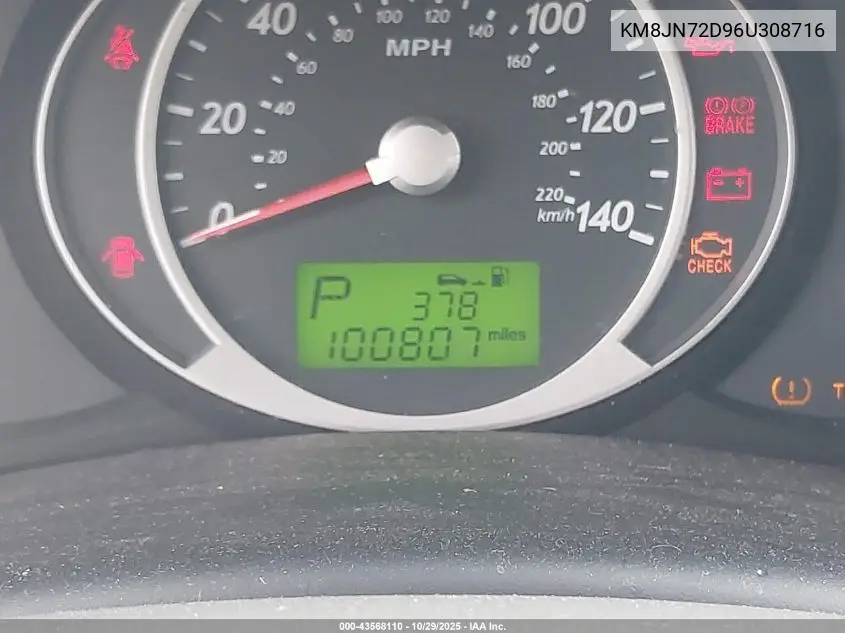 KM8JN72D96U308716 2006 Hyundai Tucson Gls/Limited