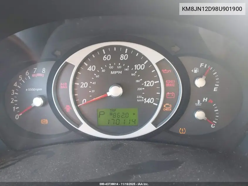 KM8JN12D98U901900 2008 Hyundai Tucson Limited V6/Se