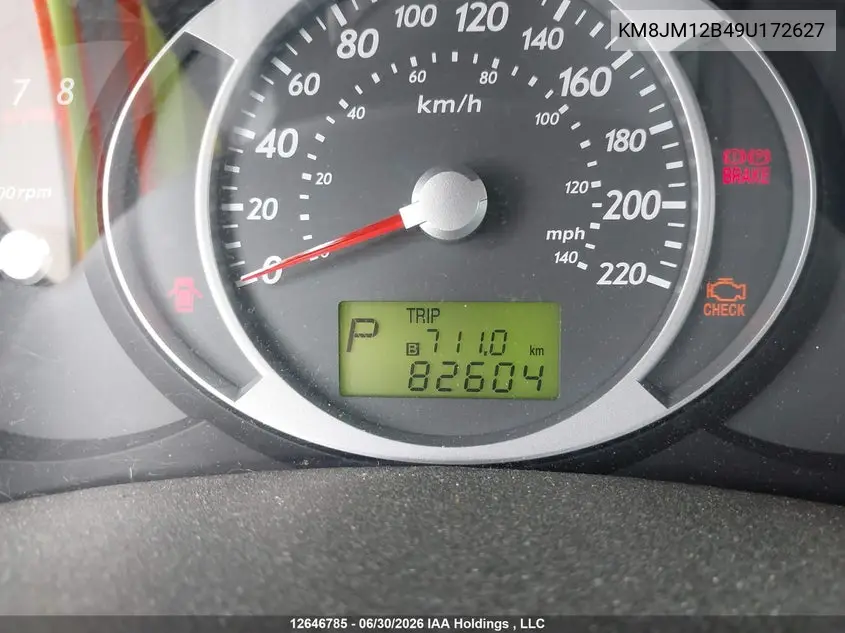 2009 Hyundai Tucson VIN: KM8JM12B49U172627 Lot: 12646785