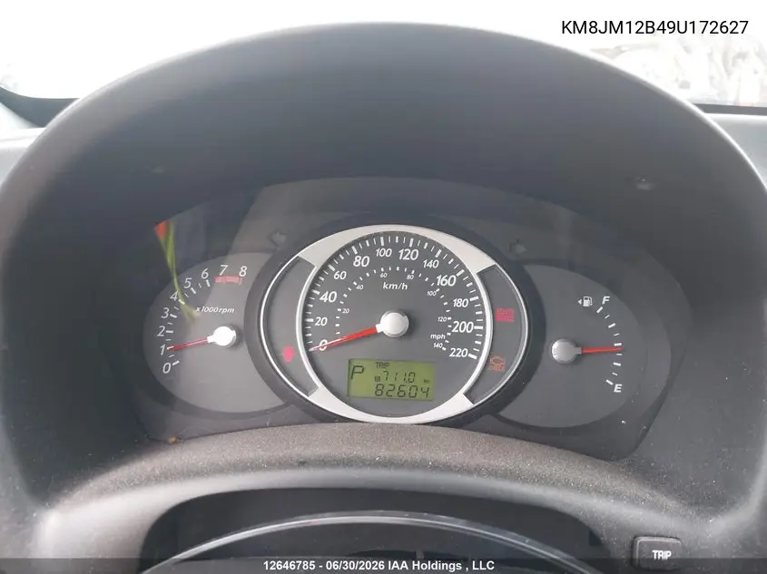 2009 Hyundai Tucson VIN: KM8JM12B49U172627 Lot: 12646785
