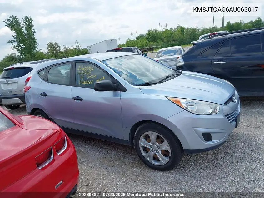 2010 Hyundai Tucson Gl VIN: KM8JTCAC6AU063017 Lot: 20269382
