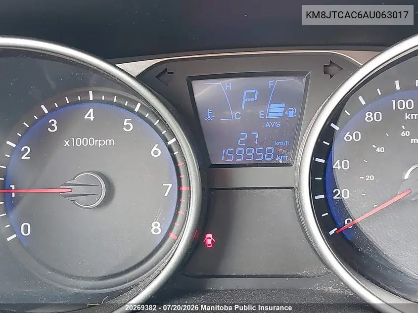2010 Hyundai Tucson Gl VIN: KM8JTCAC6AU063017 Lot: 20269382