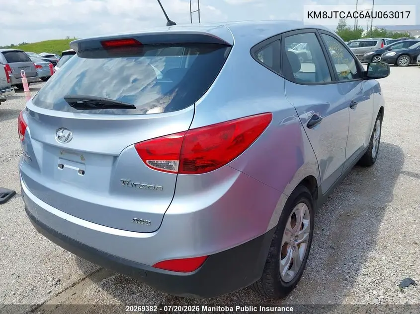2010 Hyundai Tucson Gl VIN: KM8JTCAC6AU063017 Lot: 20269382