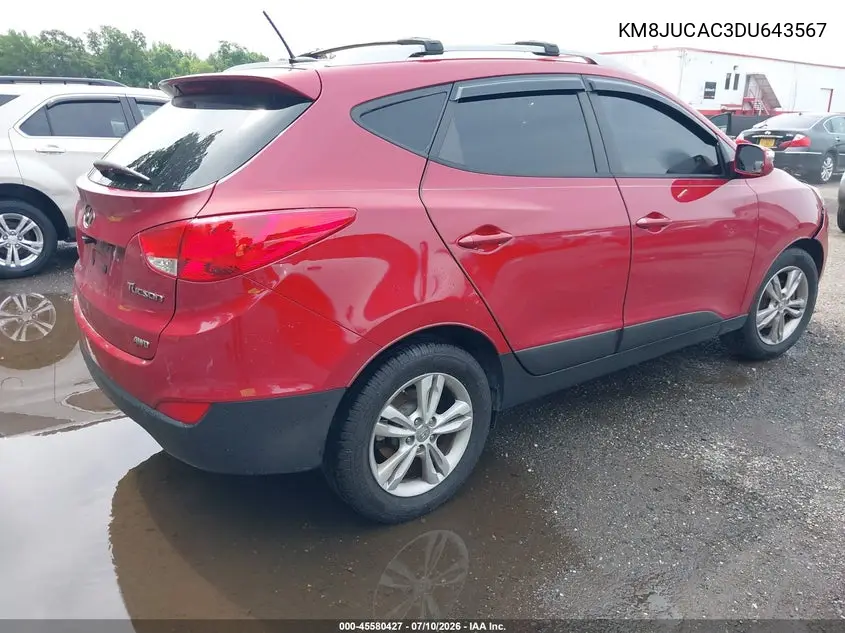 2013 Hyundai Tucson Gls VIN: KM8JUCAC3DU643567 Lot: 45580427