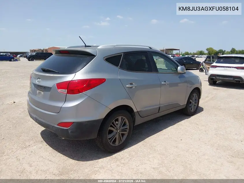 2015 Hyundai Tucson Se VIN: KM8JU3AGXFU058104 Lot: 45680554