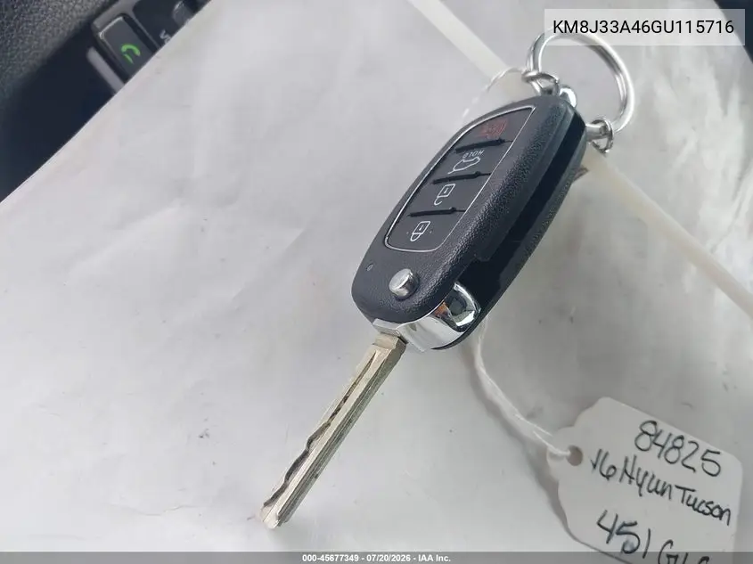 2016 Hyundai Tucson Se VIN: KM8J33A46GU115716 Lot: 45677349