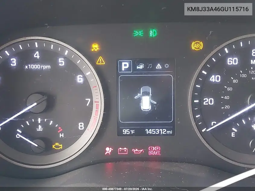 2016 Hyundai Tucson Se VIN: KM8J33A46GU115716 Lot: 45677349