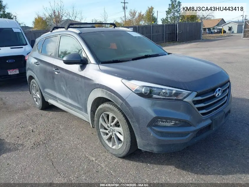 KM8J3CA43HU443418 2017 Hyundai Tucson Se