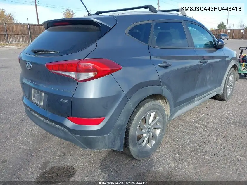KM8J3CA43HU443418 2017 Hyundai Tucson Se