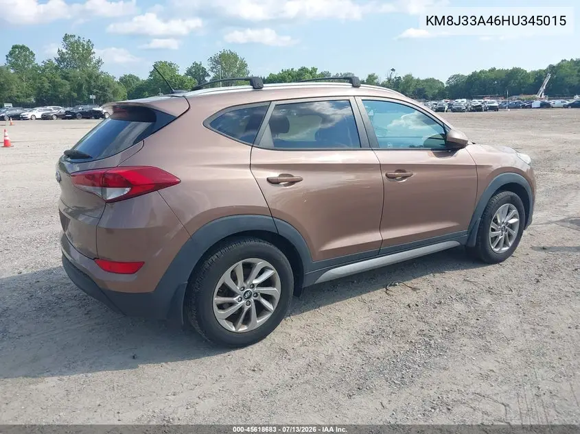 2017 Hyundai Tucson Se VIN: KM8J33A46HU345015 Lot: 45618683