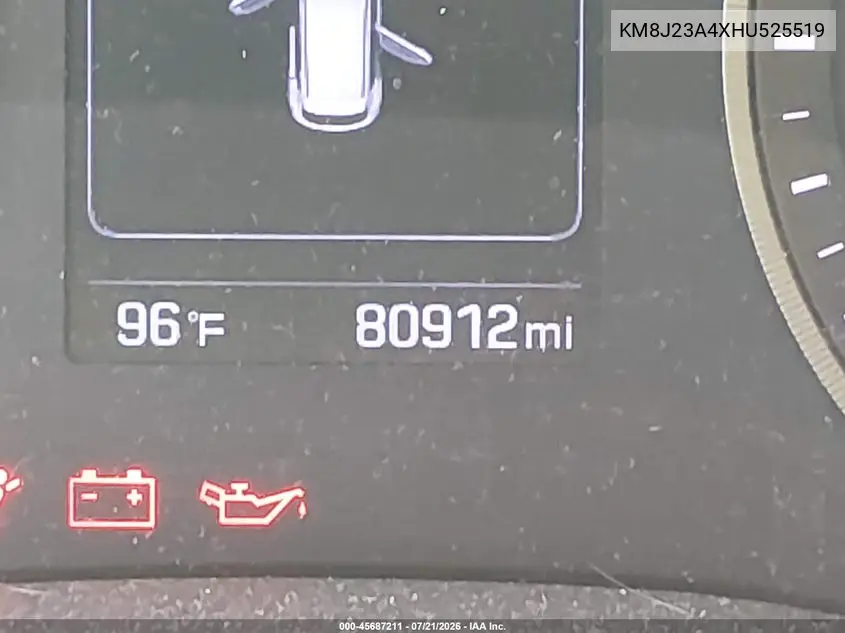 2017 Hyundai Tucson Se VIN: KM8J23A4XHU525519 Lot: 45687211